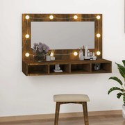Έπιπλο Καθρέπτη με LED Καπνιστή Δρυς 90x31,5x62 εκ. 820457
