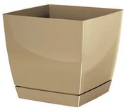 Γλάστρα Με Πιάτο (13.5x13.5x12.4) Marhome Coubi Square Μπεζ 09-DUKP135-7502U