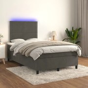 ΚΡΕΒΑΤΙ BOXSPRING ΜΕ ΣΤΡΩΜΑ &amp; LED ΣΚ. ΓΚΡΙ 120X200ΕΚ. ΒΕΛΟΥΔΙΝΟ 3136054