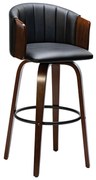 Σκαμπό Bar ENZO Καρυδί/Μαύρο Ξύλο/PU 50x50x78/103cm