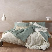 Σεντόνια Elsy 02 (Σετ 4τμχ) Beige-Green Kentia Υπέρδιπλο 240x270cm 100% Βαμβακοσατέν