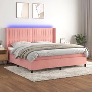 ΚΡΕΒΑΤΙ BOXSPRING ΜΕ ΣΤΡΩΜΑ &amp; LED ΡΟΖ 200X200 ΕΚ. ΒΕΛΟΥΔΙΝΟ 3139708