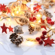 Χριστουγεννιάτικα Λαμπάκια Σειρά Christmas Garland 20 Mini Led XX20WW2A 180+30cm 1,2W Με Μπαταρία Beige-Red Aca