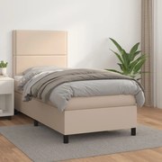 vidaXL Κρεβάτι Boxspring με Στρώμα Καπουτσίνο 90x200εκ.από Συνθ. Δέρμα