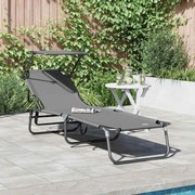 vidaXL Πτυσσόμενη ξαπλώστρα με μαξιλάρι Γκρι 56 x 190 x 81εκ ύφασμα