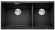 Blanco Subline-U 480/320-U Black SILGRANIT™ PuraDur™ Γρανιτένιος Νεροχύτης Υποκαθήμενος με 2 Γούρνες 85,5x46 cm