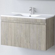 Έπιπλο Μπάνιου Πάγκος Με Νιπτήρα Omega 100 S3BOM100BON 100x45x60cm Beige-White Πορσελάνη,Μελαμίνη