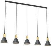 Κρεμαστό Φωτιστικό Οροφής 5xE27 116cm Rosa Emibig -1388/5-Μαύρο-Χρυσό 1388/5