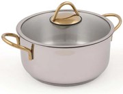 Κατσαρόλα Με Καπάκι 960DYN1307 22x22x12cm 3,7lt Silver-Gold Hermia 22cm Ανοξείδωτο Ατσάλι