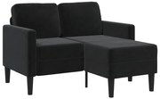 vidaXL Διθέσιος Καναπές με Σεζλόνγκ σε Σχήμα L Μαύρος Βελούδος 125 εκ.