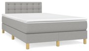 Κρεβάτι Boxspring με Στρώμα Ανοιχτό Γκρι 120x190 εκ. Υφασμάτινο - Γκρι