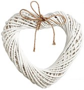 JΚ Home Décor - Καρδιά Ψάθινη Λευκή 40x34x8cm