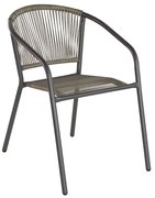 PATTY Πολυθρόνα Στοιβαζόμενη Κήπου, Μέταλλο Βαφή Ανθρακί, PE Rattan Γκρι 54x61x73cm