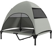 PawHut Κρεβάτι Σκύλου Εξωτερικού Χώρου με Στέγαστρο, Ανυψωμένο Κρεβάτι Σκύλου για Μεγάλους Σκύλους, 91 x 76 x 90 cm, Ανοιχτό Γκρι