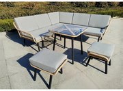 Σαλόνι Κήπου SALSA CORNER Μαύρο/Φυσικό Wicker/Μέταλλο Καναπές+2 Σκαμπό+Τραπέζι