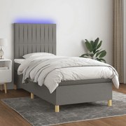 ΚΡΕΒΑΤΙ BOXSPRING ΜΕ ΣΤΡΩΜΑ &amp; LED ΣΚ.ΓΚΡΙ 90X190 ΕΚ. ΥΦΑΣΜΑΤΙΝΟ 3135558