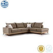 Γωνιακός καναπές αριστερή γωνία Luxury II pakoworld ύφασμα mocha-cream 290x235x95εκ 168-000009