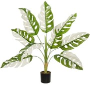 Τεχνητό Φυτό Albino Monstera 20938 90x90x90cm White-Green GloboStar Πολυαιθυλένιο,Ύφασμα