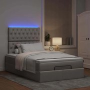 vidaXL Οθωμανικό κρεβάτι με στρώμα & LEDs Taupe 120x200cm ύφασμα