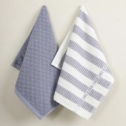 Πετσέτες Κουζίνας Retro (Σετ 2τμχ) White-Grey Nima 40x60cm 100% Βαμβάκι