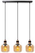 Φωτιστικό Κρεμαστό Lucide 45408-03-62 ILONA Μελί (Amber)|Μαύρο Ματ (Black Mat)