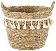 Καλάθι Διακοσμητικό Santorini 20284 Φ20x20cm Beige-White GloboStar Grass