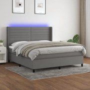 ΚΡΕΒΑΤΙ BOXSPRING ΜΕ ΣΤΡΩΜΑ &amp; LED ΣΚ.ΓΚΡΙ 160X200 ΕΚ ΥΦΑΣΜΑΤΙΝΟ 3138406