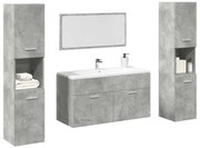 vidaXL Σετ Επίπλων Μπάνιου 4 Τεμαχίων Γκρι Σκυροδέματος από Επεξ. Ξύλο