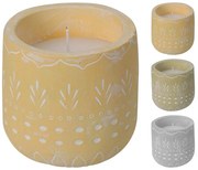 Κερί Mellow HZ1953750 Σε τσιμεντένιο δοχείο με σχέδια, 10 x 10 cm, σε 3 επιλογές χρώματος, grey, yellow, green.