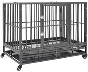 vidaXL Κλουβί Σκύλου με Τροχούς 92 x 62 x 76 εκ. Ατσάλινο