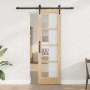 vidaXL Συρόμενη Πόρτα Καφέ 61 x 198.5 εκ. Ξύλο και μέταλλο