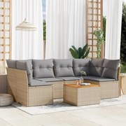 vidaXL Σετ Καναπέ Κήπου 7 τεμ. Μικτό Μπεζ Συνθετικό Ρατάν &amp; Μαξιλάρια