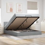 vidaXL Οθωμανικό κρεβάτι με στρώμα&amp;LEDs Ανοιχτό γκρι 160x200cm Ύφασμα