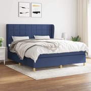 vidaXL Κρεβάτι Boxspring με Στρώμα Μπλε 180x200 εκ. Υφασμάτινο