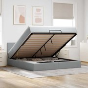 vidaXL Οθωμανικό κρεβάτι με στρώμα&LEDs Ανοιχτό γκρι 180x200cm ύφασμα