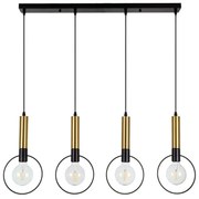 Φωτιστικό Οροφής Olvero 00775 4xΕ27 Με Πλέγμα 90x18x130cm Black-Gold GloboStar