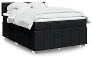 vidaXL Κρεβάτι Boxspring με Στρώμα Μαύρο 140x190 εκ. Υφασμάτινο