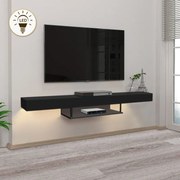Έπιπλο τηλεόρασης επιτοίχιο Albares Megapap με LED χρώμα μαύρο 150x29,6x22εκ.