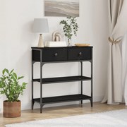 vidaXL Κονσόλα Μαύρη Δρυς 72,5x25x75 εκ. Σανίδα και Χάλυβας