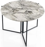 Τραπέζι Αναδιπλούμενο Yaprak 974NMB1518 Φ100x72cm Marble Effect White Melamine, Metal