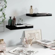 Ράφια Τοίχου Γυαλιστερά Μαύρα 2 Τεμάχια 40x23x3,8 εκ. MDF 323764
