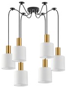 Φωτιστικό Οροφής SE21-GM-4-BL6-SH1 ADEPT TUBE Gold Matt Pendant White Fabric Shade+ - 77-8597 - 51W - 100W - 77-8597