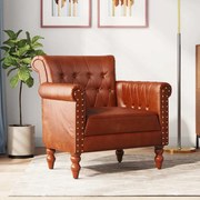 Πολυθρόνα Καφέ από Γνήσιο Δέρμα Κατσίκας