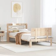 vidaXL Πλαίσιο Κρεβατιού με Κεφαλάρι 100 x 200εκ. Μασίφ Ξύλο Πεύκου