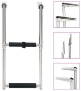 vidaXL Σκάλα Επιβίβασης Πτυσσόμενη Ανοξείδωτο Ατσάλι με 2 Σκαλοπάτια