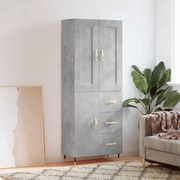 vidaXL Ντουλάπι Γκρι Σκυροδέματος 69,5x34x180 εκ. Επεξεργασμένο Ξύλο