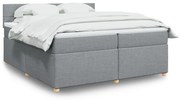 Κρεβάτι Boxspring με Στρώμα Ανοιχτό Γκρι 200x200 εκ. Υφασμάτινο