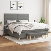 vidaXL Κρεβάτι Boxspring με Στρώμα Σκούρο Γκρι 160x200 εκ Υφασμάτινο