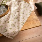 Καρέ Feuille 358 Beige-Green Gofis Home 85X85 Λινό-Πολυέστερ