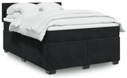 vidaXL Κρεβάτι Boxspring με Στρώμα Μαύρο 140x190 εκ. Βελούδινο